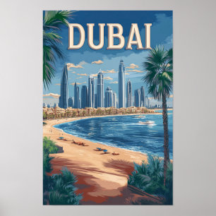 Dubai EAU Arte Ilustración Vintage Viajes
