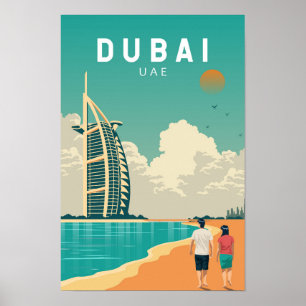 Dubai Emiratos Árabes Unidos Arte de Viaje Retro