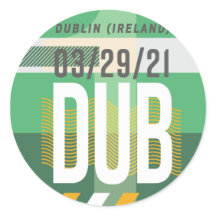 Dublín - Etiqueta de viaje pegatina redonda