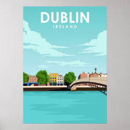 Dublín Irlanda arte de viaje de Ilustracion mínimo