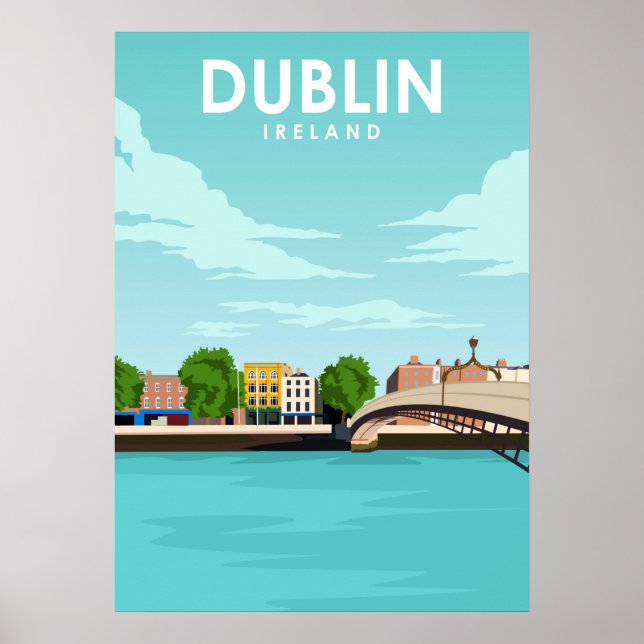 Dublín Irlanda arte de viaje de Ilustracion mínimo (Frente)