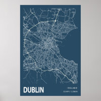 Dublín Irlanda Mapa de la línea de arte Impresión