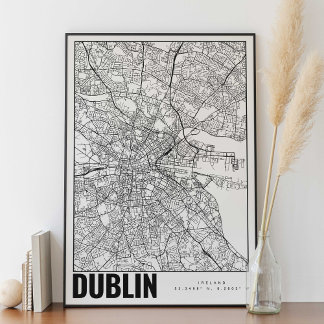 Dublín Irlanda Mapa Minimalista arte