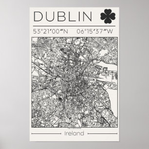 Dublín Irlanda Póster de Mapa de la Ciudad de Carb