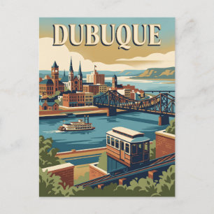 Dubuque Iowa Río Mississippi Postal Retro Vintage