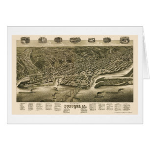 Dubuque, mapa panorámico de Iowa - 1889