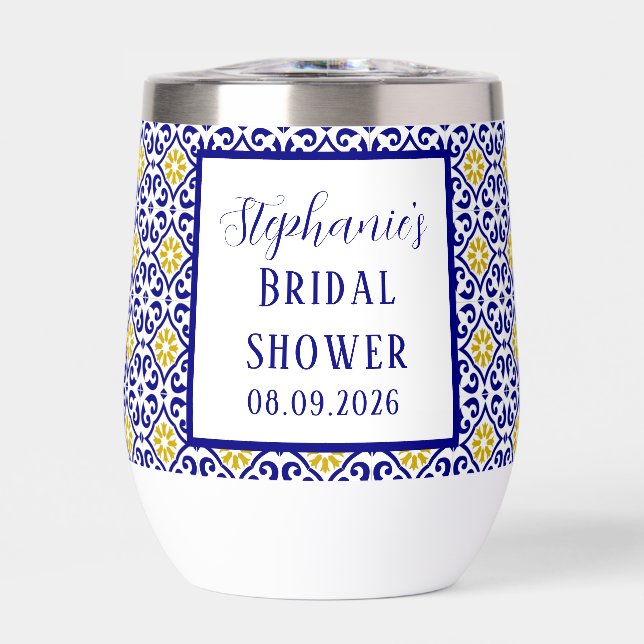 Ducha azul mediterránea azul de azulejos portugues (Frente)