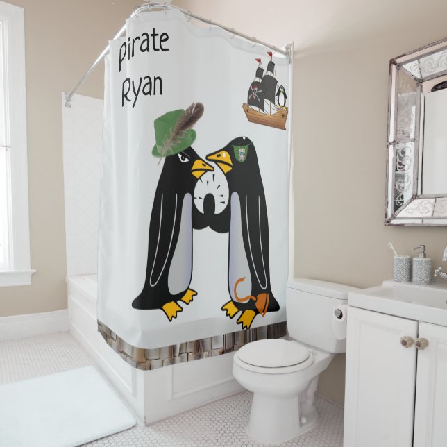 Ducha Barco de Parche Penguin Pirate con Cortina de Duch (In situ)