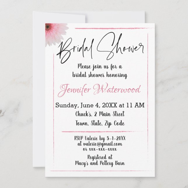 DUCHA BRIDAL CON UNA Invitación A FLORES (Anverso)