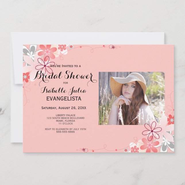 DUCHA BRIDAL rosa coral con invitación a la FOTO (Anverso)