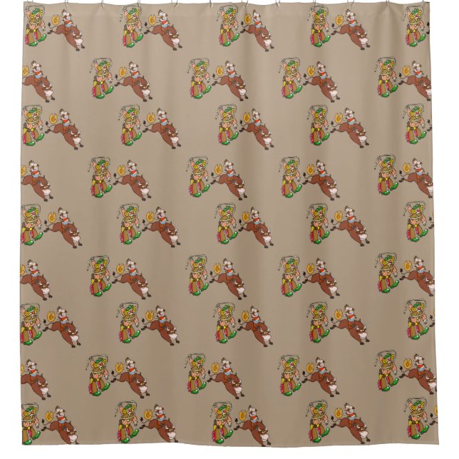 Ducha Bull Rider y Rodeo Payaso Personalizado Cortina de (Anverso)