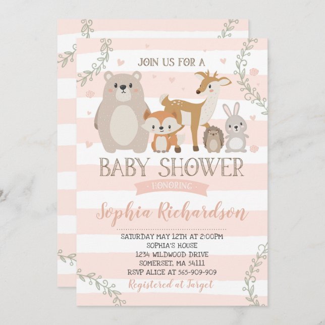Ducha caprichosa de la invitación de Baby Shower (Anverso / Reverso)