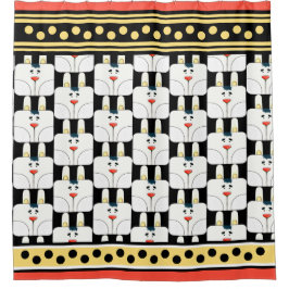 Ducha Caras de conejito y puntos de polka cortina de duc