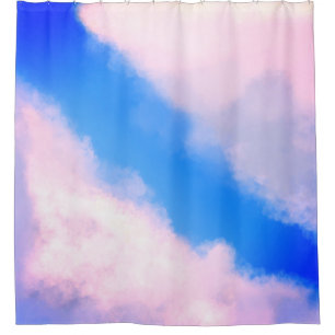 Ducha Clouds Apart - Azul con nubes rosadas Cortina de d