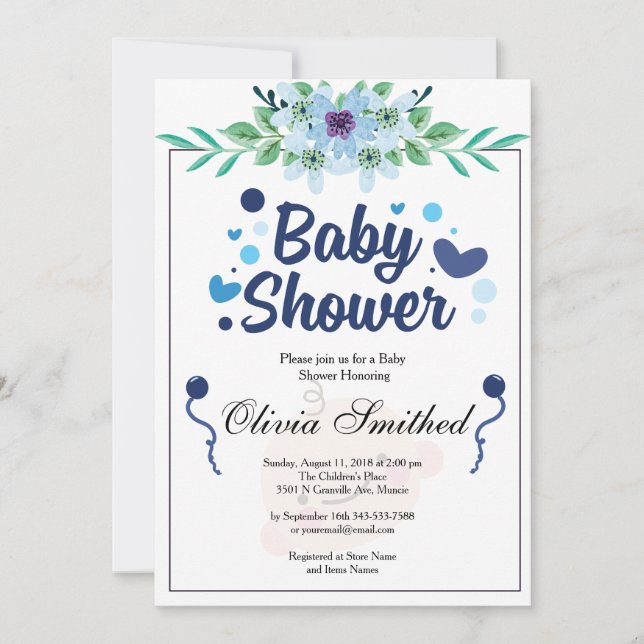 Ducha con amor - Invitación de Baby Shower (Anverso)