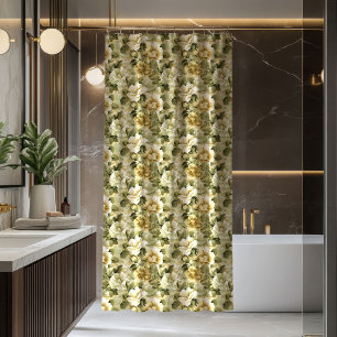 Ducha Cortina de baño de oro verde elegante chic pastel