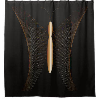 Ducha Cortina de baño elegante con mariposa dorada