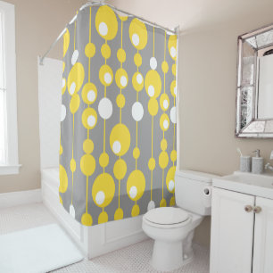 Ducha Cortina de Baño Esferas Pendientes Amarillo y Gris