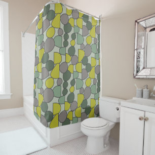 Ducha Cortina de Baño Green and Gray Stones