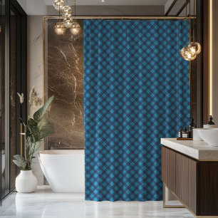 Ducha Cortina de cuadros masculina azul tartán regalo as
