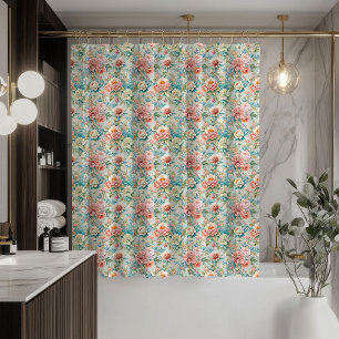 Ducha Cortina de Damasco Pastel Rococó Elegancia para Ba