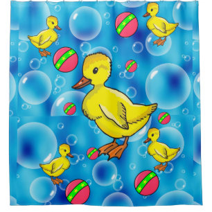 Ducha Cortina de ducha, pato amarillo, burbujas