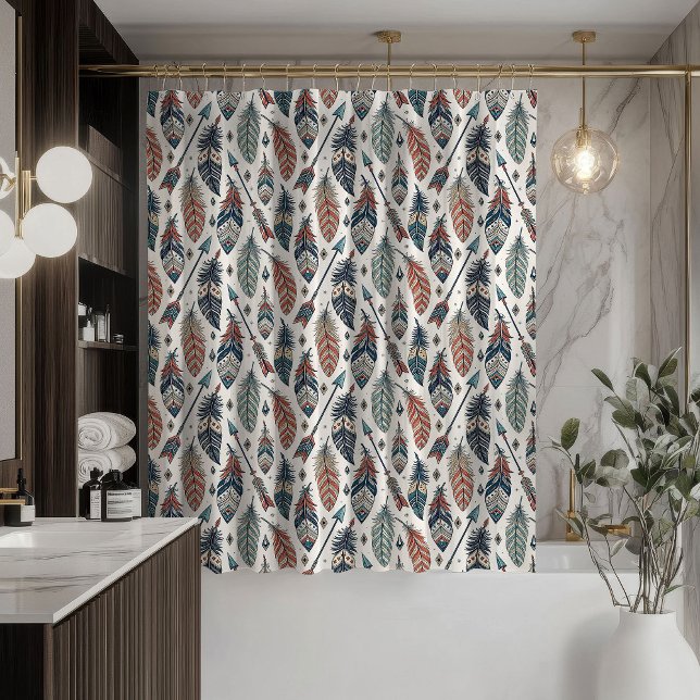 Ducha Cortina de Flechas Tribales Rústicas Étnicas Acent (Tribal Arrows Curtain Rustic Ethnic Bath Accent)
