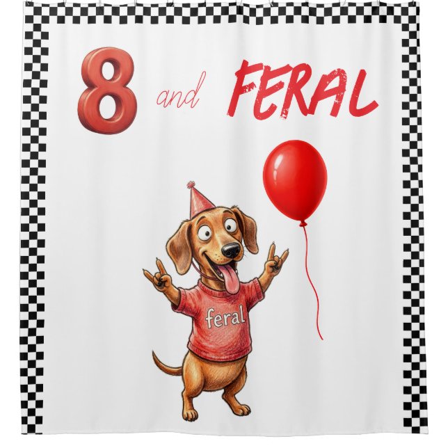 Ducha Cortina de fondo de cumpleaños de Dachshund salvaj (Anverso)