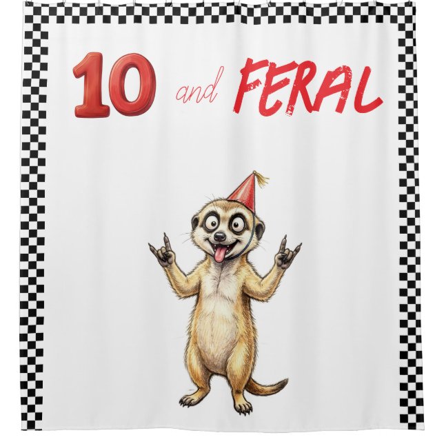 Ducha Cortina de fondo de cumpleaños de suricata salvaje (Anverso)