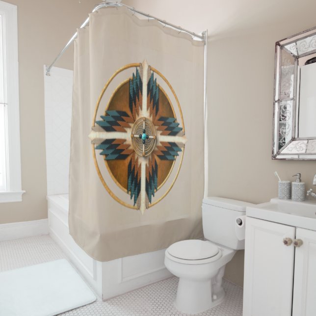 Ducha Cortina de Mandala Nativo Americano (In situ)
