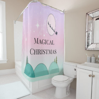 Ducha Cortina encantada de Navidad con luna pastel