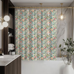 Ducha Cortina floral suave estilo rococo de baño de moda