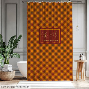 Ducha Cortina Personalizada de Otoño Estilo Tartán de Mo