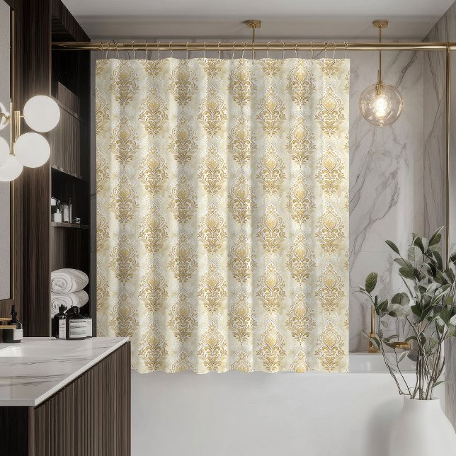 Ducha Cortina Romántica de Damasco Crema Marfil Decoraci (Romantic Damask Curtain Cream Ivory Bath Décor)