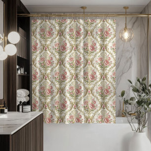 Ducha Cortina Victoriana de Damasco Estilo Vintage Suave