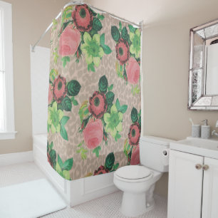 Ducha cortina vintage elegante de flores chita