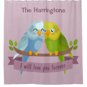 Ducha Cute Love Birds nombre personalizado cortina de du