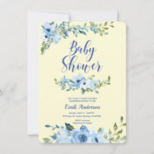 Ducha de bebé azul y amarillo turbio Invitación