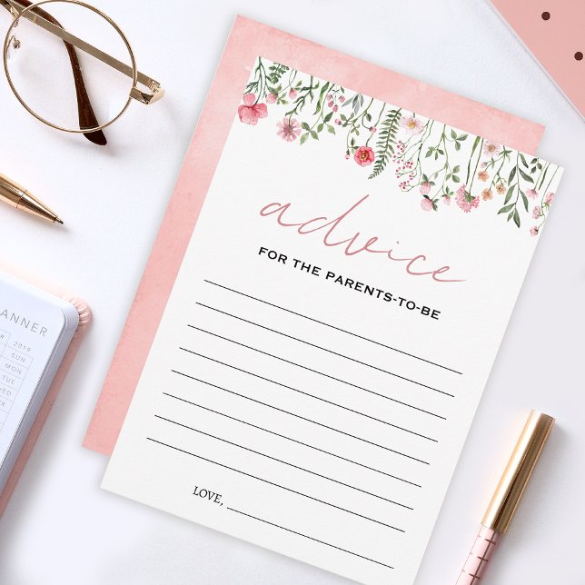 Ducha de bebé con flores silvestres rosas Tarjetas (Subido por el creador)