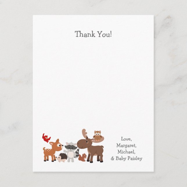 Ducha de bebé de animales de Woodland notas de agr (Anverso)