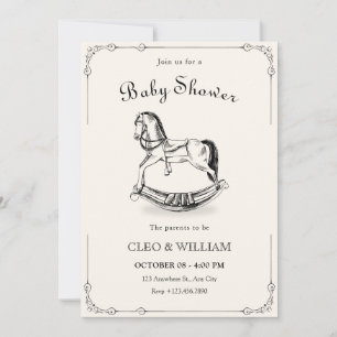 Ducha de bebé de caballos de época Invitación