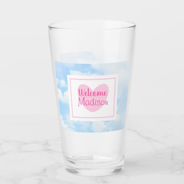 Ducha de bebé de corazón azul claro y rosa (Anverso)