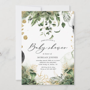 ducha de bebé de follaje tropical Invitación