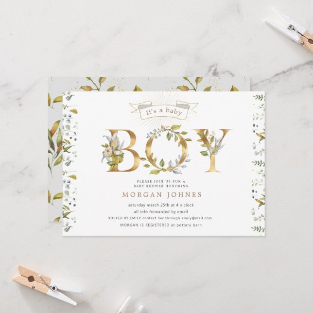 ducha de bebé de oro floral es una invitación para (Anverso/Reverso In Situ)