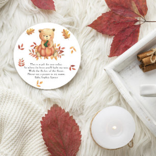Ducha de bebé de oso de otoño - Etiqueta de la vel