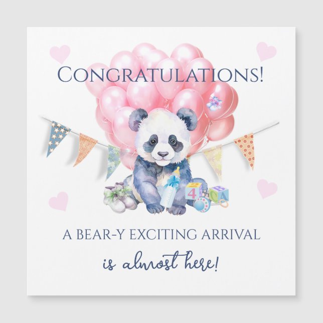 Ducha de bebé de panda con banderines y globos (Anverso)