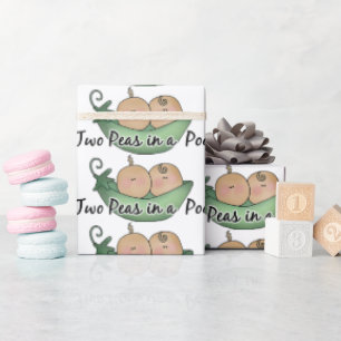 ducha de bebé Dos guisantes en papel envolvente de