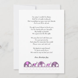 Ducha de bebé elefante gracias notas / rosa púrpur