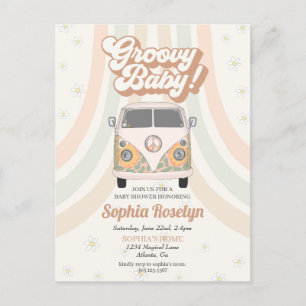 Ducha de bebé Groovy, invitación temática retro de
