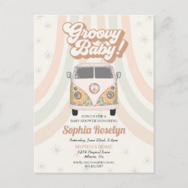 Ducha de bebé Groovy, invitación temática retro de